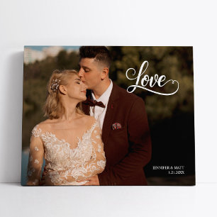 Liefde Elegant Script Bruiloftsfoto Muur Kunst Canvas Afdruk