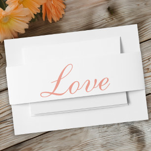 Liefde Elegant Sinaasappel Wit Minimalistische bru Uitnodigingen Wikkel