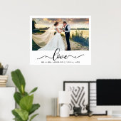 Liefde Elegant Zwart Schrift Trouwfoto Poster (Thuiskantoor)