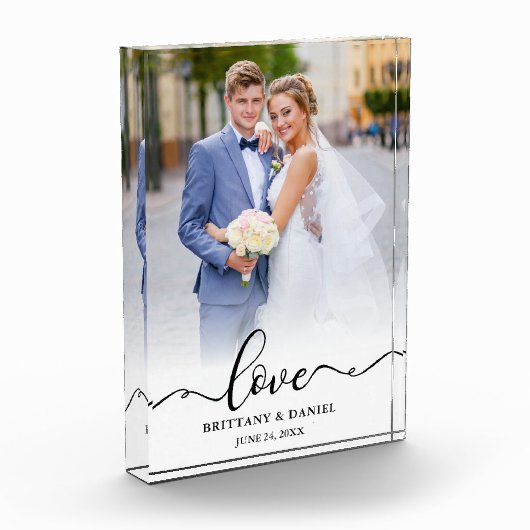 Liefde Elegant Zwart Script bruid bruidegom bruilo Fotoblokken (Links)