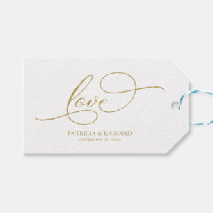Liefde - Elegante goud folie script trouwgunstlabe Cadeaulabel