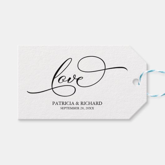 Liefde - Elegante kalligrafie bruiloft gunst Label Cadeaulabel (Voorkant (Horizontaal))