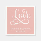 Liefde Elegante Roze Kalligrafie Bruiloft Monogram Servet (Voorkant)