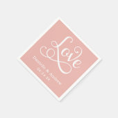 Liefde Elegante Roze Kalligrafie Bruiloft Monogram Servet (Hoek)