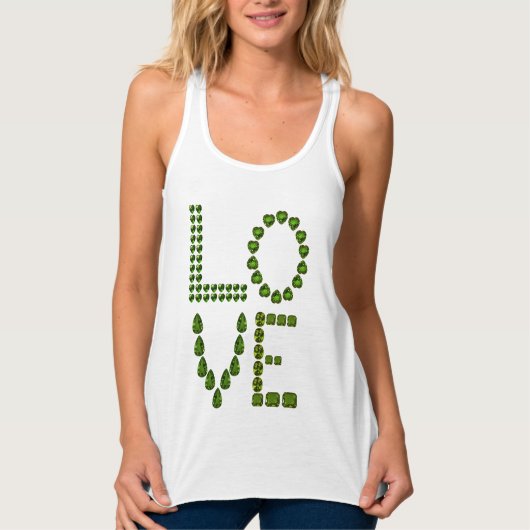 Liefde – Emerald Green Edelsteen Lettering Tanktop (Voorkant)
