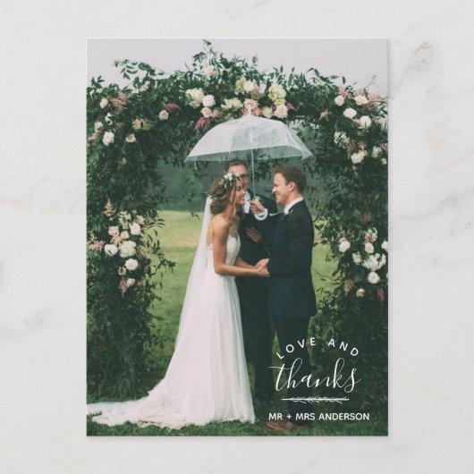 Liefde en Bedankt Aangepaste bruiloft Dank jullie Briefkaart (Voorkant)