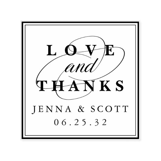 Liefde en Bedankt | Aangepaste bruiloft Zelfinktende Stempel (Design)