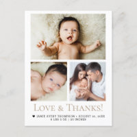 Liefde en Bedankt Baby Foto Geboorteaankondiging