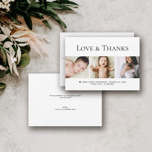 Liefde en Bedankt Baby Foto's Minimale Geboorte