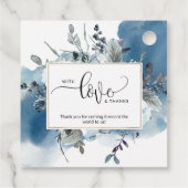 Liefde en Bedankt, blauwe Waterverf en Floral Bedankjes Labels (Achterkant)