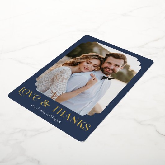 Liefde en Bedankt Blue Gold Weddenschap Hartelijk Folie Uitnodiging (Gedraaid)