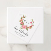 Liefde en Bedankt Blush Pink Rose Wedding Script Bedankjes Labels (In situ)