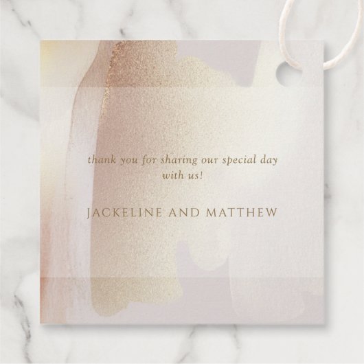 Liefde en Bedankt, Blush, Terracotta Brush Strokes Bedankjes Labels (Achterkant)