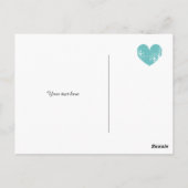 Liefde en bedankt briefkaart met aqua hart (Achterkant)