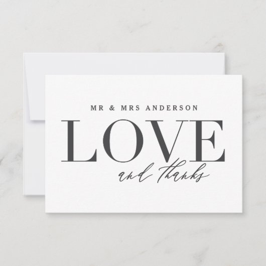 Liefde en bedankt bruiloft bedankt je kaart (Voorkant)