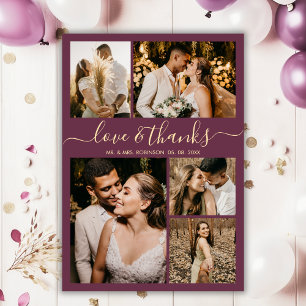 Liefde en Bedankt Burgundy Foto Collage Wedding