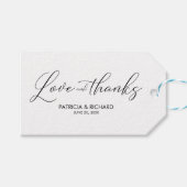 Liefde en Bedankt Chic Script Wedding Favors Label Cadeaulabel (Voorkant (Horizontaal))