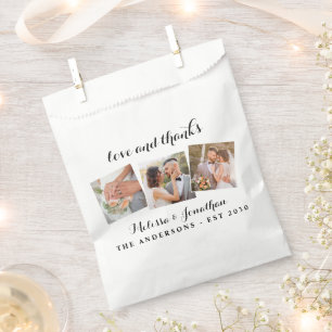 Liefde en Bedankt Elegant 3 Foto Bride Groom Weddi Bedankzakje