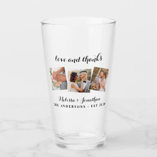 Liefde en Bedankt Elegant 3 Foto Bride Groom Weddi Glas