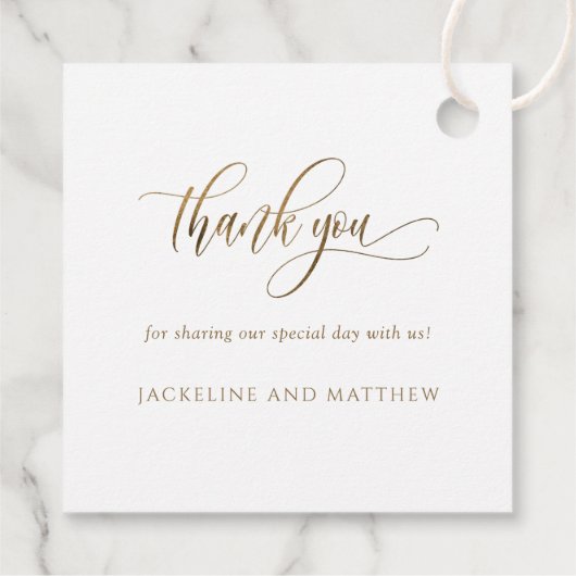 Liefde en Bedankt, Elegant Golden Calligrafie Bedankjes Labels (Achterkant)
