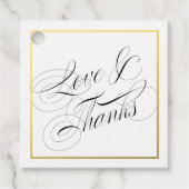Liefde en Bedankt Elegant Script Faux Gold Border Bedankjes Labels (Voorkant)