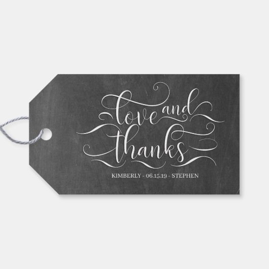 Liefde en Bedankt Elegante Chalkboard bruiloft Cadeaulabel (Achterkant Horizontaal)