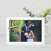 Liefde en Bedankt | Faux Gold Foil | Weddenfoto (Staand voorkant)