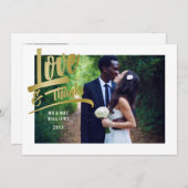 Liefde en Bedankt | Faux Gold Foil | Weddenfoto (Voorkant / Achterkant)