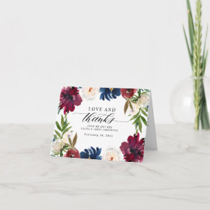 Liefde en Bedankt Floral Navy Blue Burgundy Weddin