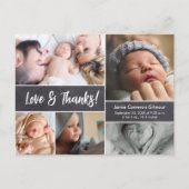 Liefde en Bedankt Foto Collage Baby shower Briefkaart (Voorkant)