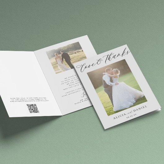 Liefde en bedankt foto QR code bruiloft dank u Kaart
