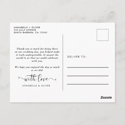 Liefde en Bedankt Fotocollage Trouwen Dank u Briefkaart (Achterkant)