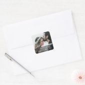 Liefde en Bedankt gepersonaliseerde foto bruiloft Vierkante Sticker (Envelop)