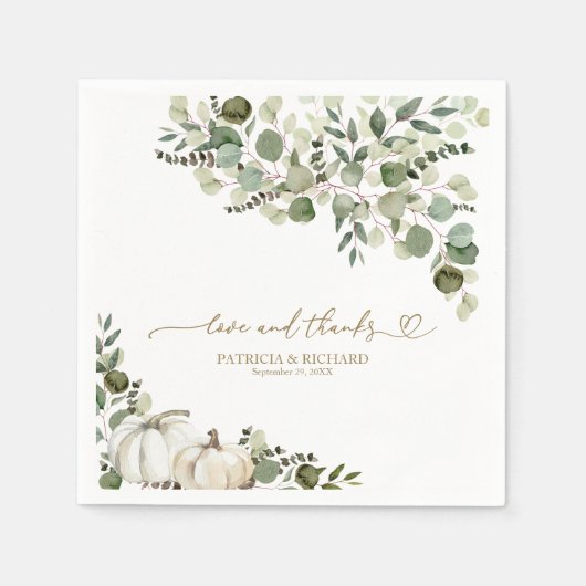 Liefde en Bedankt groen pompoen bruiloft Servet (Voorkant)