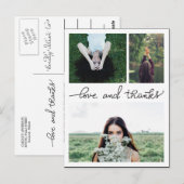 Liefde en Bedankt Handgeschreven Drie Afstuderen f Briefkaart (Voorkant / Achterkant)