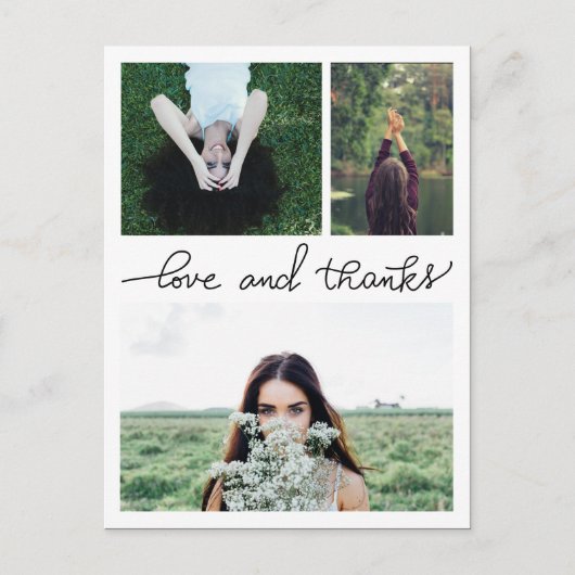 Liefde en Bedankt Handgeschreven Drie Afstuderen f Briefkaart (Voorkant)