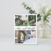 Liefde en Bedankt handgeschreven drie bruiloft fot Briefkaart (Staand voorkant)