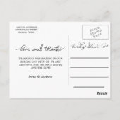 Liefde en Bedankt handgeschreven drie bruiloft fot Briefkaart (Achterkant)