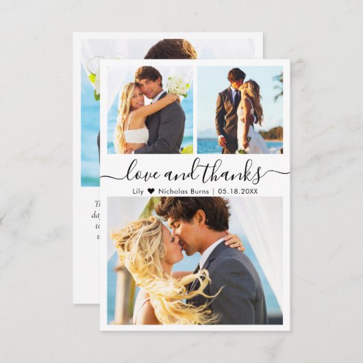 Liefde en Bedankt Hart Script Foto Bruiloft (Voorkant / Achterkant)