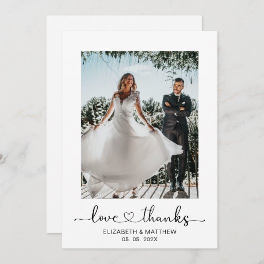 Liefde en Bedankt Heart Script 2 Fotobruiloft (Voorkant / Achterkant)