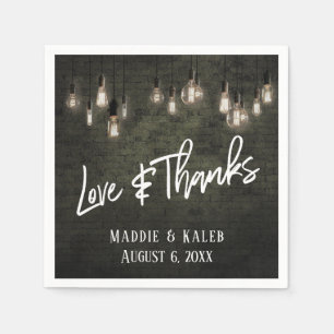 Liefde en Bedankt Industrial Bricks w / Edison Lig Servet