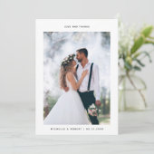 Liefde en Bedankt minimalistische bruiloft foto (Staand voorkant)