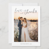 Liefde en Bedankt Minimalistische Script Trouwfoto (Voorkant)