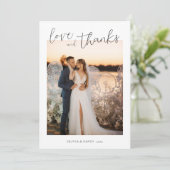 Liefde en Bedankt Minimalistische Script Trouwfoto (Staand voorkant)