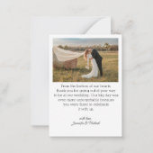 Liefde en bedankt Modern Script Wedding 2 foto's Notitiekaartje (Achterkant)