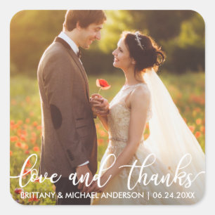 Liefde en Bedankt Modern Wedding Bedankt Foto Vierkante Sticker