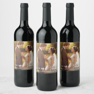 Liefde en Bedankt Modern Wedding Bedankt Foto Wijn Etiket