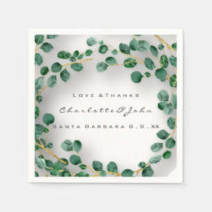 Liefde en Bedankt Naam Datum Eucalyptus Rusticò We Servet