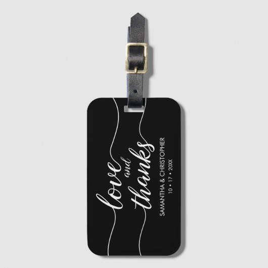 Liefde en Bedankt Reizen thema Bruiloft gunst Bagagelabel (Voorkant (verticaal))