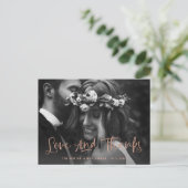 Liefde en Bedankt Roos Gold Photo Weddenschap Hart Briefkaart (Staand voorkant)